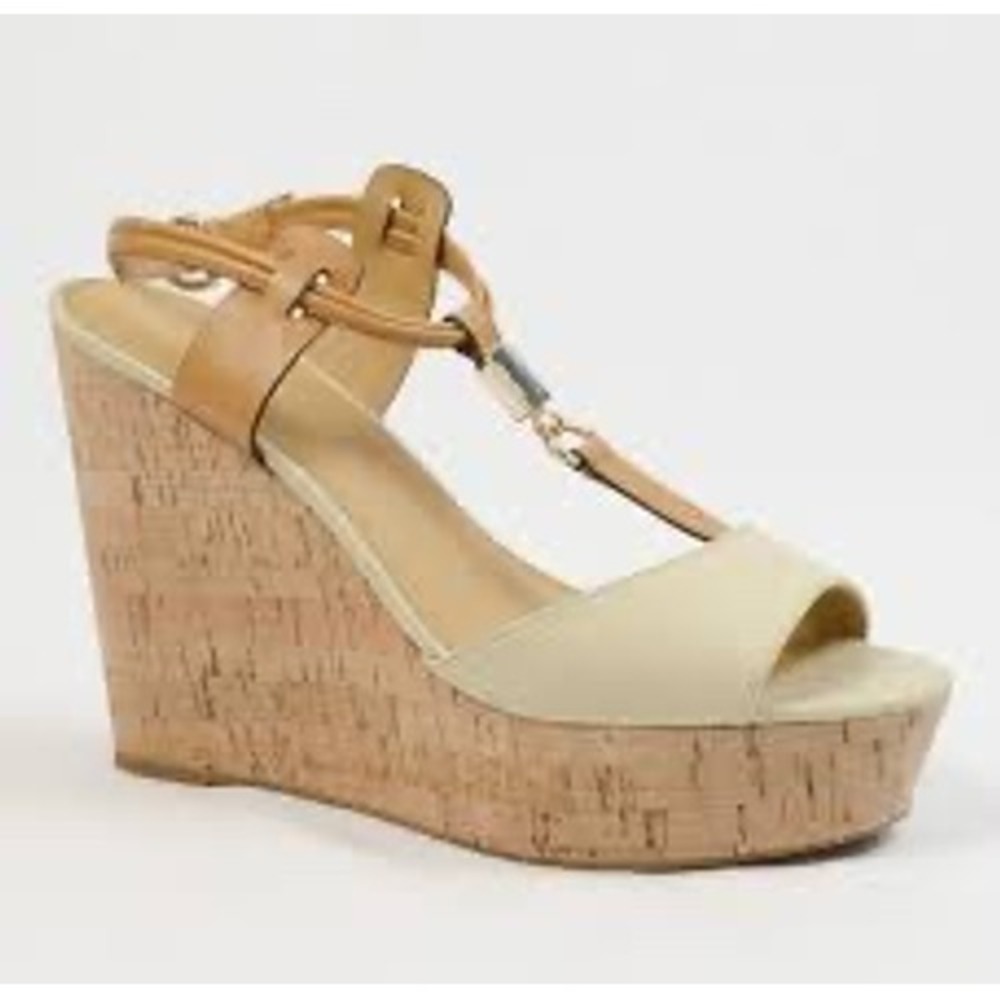 Coach linden wedge platform Sandals women's size 10 luxury‎ dressy tan cream